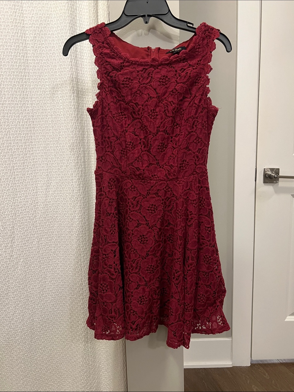 City Studio Burgundy Lace A-Line Dress